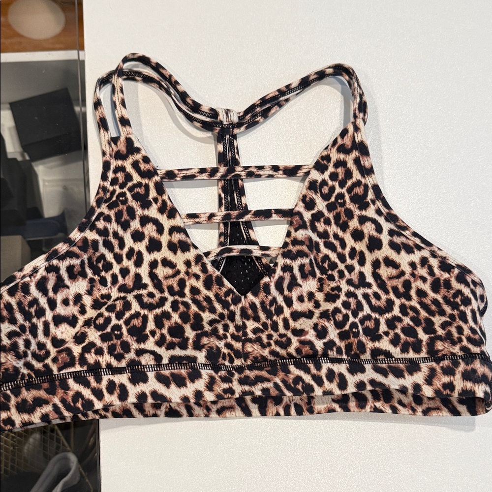 Leopard Strappy Sports Bra - Women's Animal Print